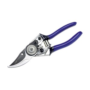 Sekator LUX z obejściem, nożyce ogrodowe z niebieskimi uchwytami i ostrzem z powłoką zapobiegającą przywieraniu.