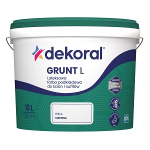 Dekoral Grunt L, biały, matowy, 10L, do ścian i sufitów.