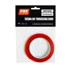 Rolka czerwonej taśmy dwustronnej do farb efektowych, 9 mm x 15 m.