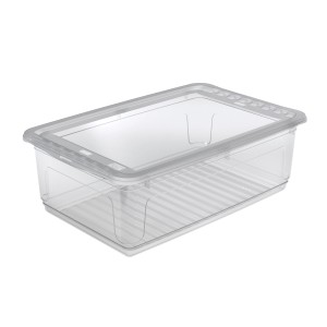 Przezroczysty pojemnik do przechowywania t.b.t. z pokrywką, idealny do przechowywania.