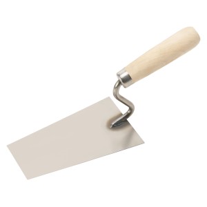 Paca murarska 160 mm z drewnianą rączką i ostrzem ze stali węglowej do prac naprawczych.