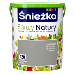 Wiadro farby do ścian Sniezka Barwy Natury, Grafitowy Mural, 5L. Kolorowa farba do wnętrz.
