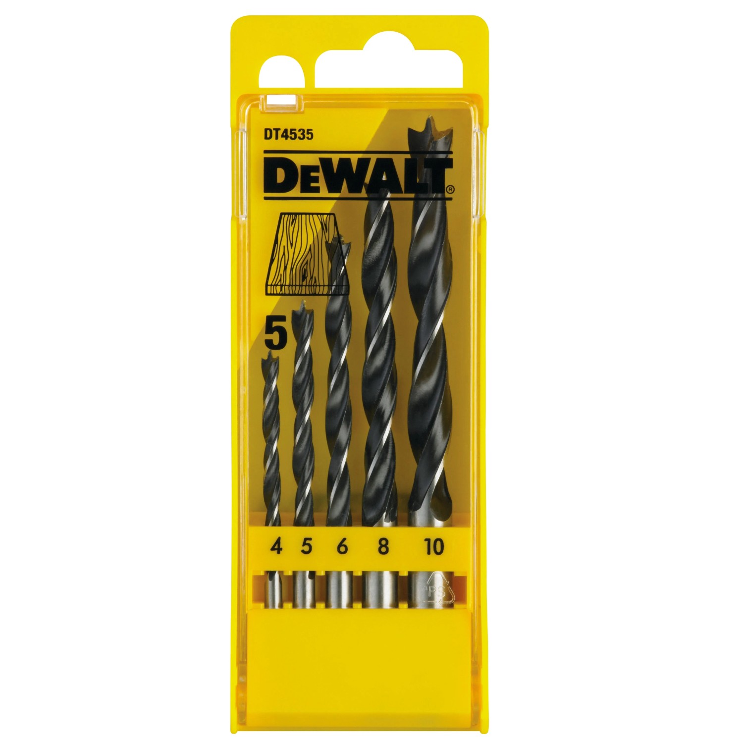 Dewalt Zestaw wierteł do drewna  4-10mm 5 szt.