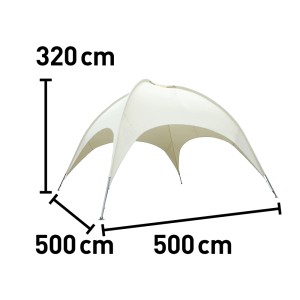 Ilustracja pawilonu z wymiarami: wysokość 320 cm, szerokość i głębokość 500 cm.