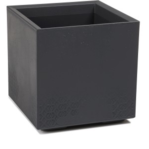 Kwadratowa, antracytowa donica Orbis Karo z tworzywa sztucznego pochodzącego z recyklingu, 40x40x39,4 cm.