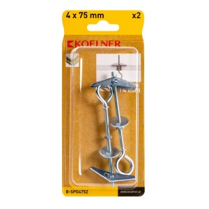 t.b.t. Kołki 4x75mm, 2 sztuki w blistrze. Nadają się do mocowania w pustych przestrzeniach.