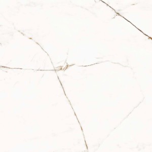 Biała płytka podłogowa z efektem marmuru i delikatnymi brązowymi żyłkami.