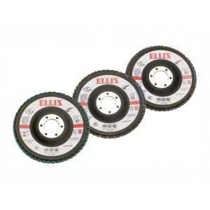 Zestaw ściernic wachlarzowych LUX, 3 sztuki, 115 mm, o gradacji K40, K60 i K80 do szlifowania.