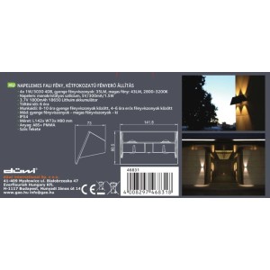 Düwi Kinkiet solarny TYCHE góra-dół 4x1W ciepła biel 35/43lm IP44 czarny