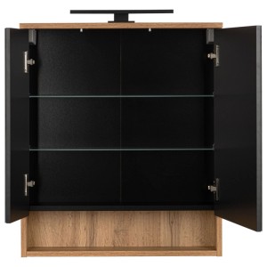 Astor Szafka lustrzana czarna i kinkiet LED IP44 60x70x14 cm