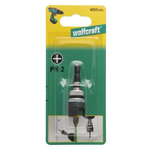 wolfcraft Nasadka do wkrętarki do prac wykończeniowych, z ogranicznikiem głębokości i magnetycznym uchwytem bitów.