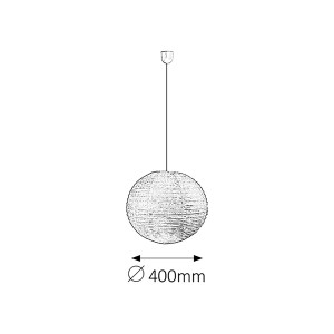 Szkic okrągłej lampy wiszącej t.b.t. o średnicy 400 mm.