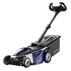 Akumulatorowa kosiarka Litheli EasySurge z 2 akumulatorami, szerokością koszenia 43 cm i koszem.
