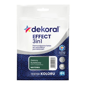Dekoral Effect 3w1 farba do ścian, butelkowa zieleń, matowe wykończenie w próbniku kolorów.
