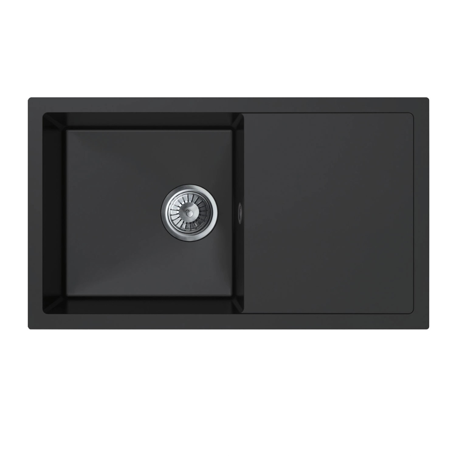 Miló Zlewozmywak KEYA 1-kom. z ociekaczem i deską czarny - 76 x 44 cm