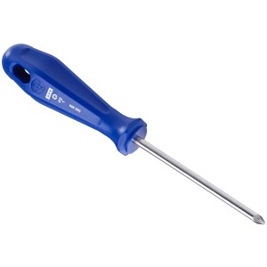 Śrubokręt LUX PZ1 x 80 mm z niebieską plastikową rączką.