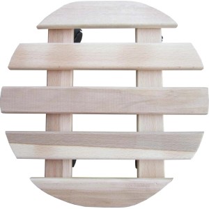 Okrągła podstawka na kółkach pod rośliny z drewna bukowego, naturalna, Ø 30 cm, ułatwia przesuwanie doniczek.