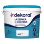 Wiadro białej farby lateksowej Dekoral do łazienki i kuchni, 10L, mat.