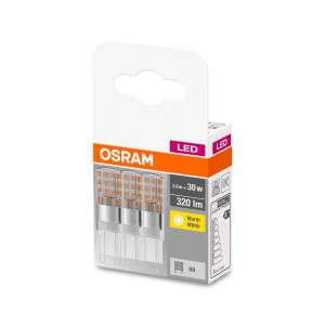 Żarówki LED G9 Osram, 3 sztuki, barwa ciepła biała, 320 lumenów.
