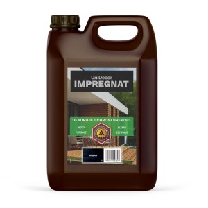 Kanister impregnatu do drewna UniDecor, odpowiedni do płotów, pergoli, altan i elewacji.