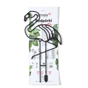 Czarna podpórka do roślin t.b.t. w kształcie flaminga, akcesoria do doniczek.