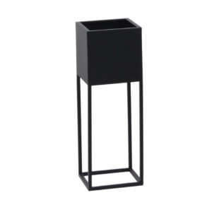 Czarny metalowy stojak na kwiaty t.b.t., kwadratowy.