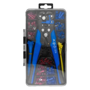 t.b.t. Zestaw końcówek kablowych z zaciskarką i opaskami kablowymi w walizce.