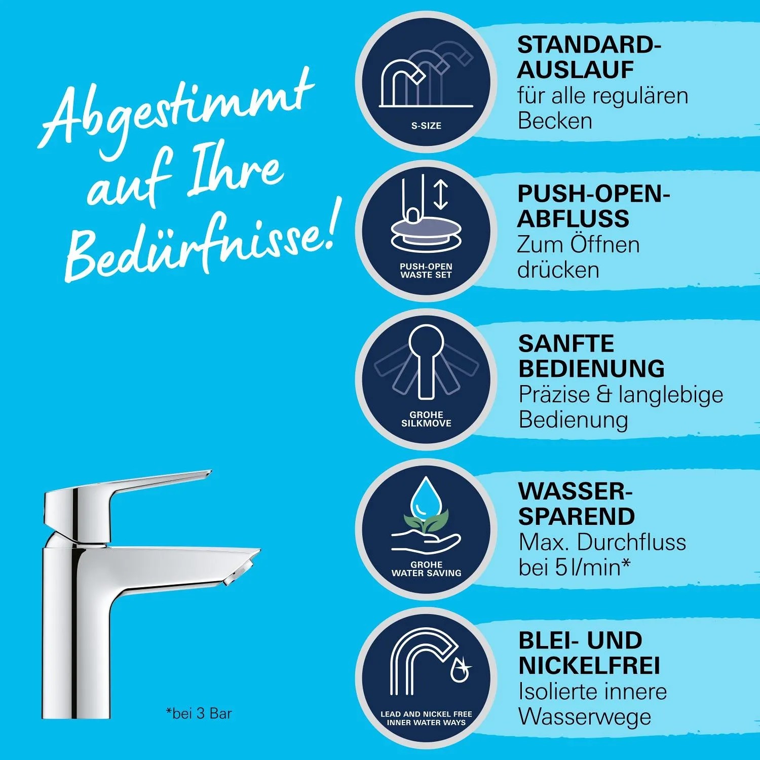 Bateria umywalkowa Grohe QuickFix Start z korkiem automatycznym Push-Open, chrom.