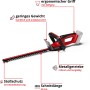 Akumulatorowe nożyce do żywopłotu Einhell GC-CH 18/40 Li Solo: Czerwono-czarne z długością cięcia 40 cm.