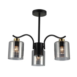 Candellux Lampa wisząca VISTO czarna 3xE27 40W klosz dymiony