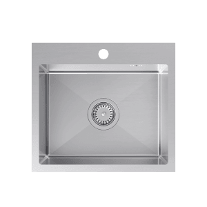 Zlewozmywak ze stali nierdzewnej t.b.t., widok z góry.