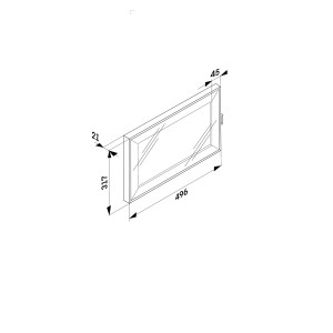 Rysunek techniczny szafki do garderoby, wymiary 496x317x45 mm.