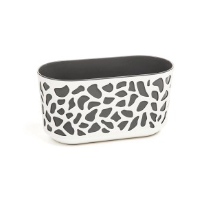 Dwukolorowa doniczka Duet, kremowa/antracytowa, 40x20,5x19,5 cm, z wzorem dziur.