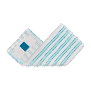 Wkład do mopa Leifheit Clean Twist M Ergo micro duo, biały z turkusowymi paskami, do urządzenia czyszczącego.