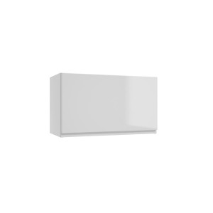 Biała szafka wisząca jako część zestawu mebli kuchennych.