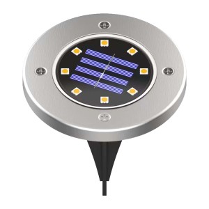 t.b.t. lampa solarna do ścieżek, okrągła, srebrna.