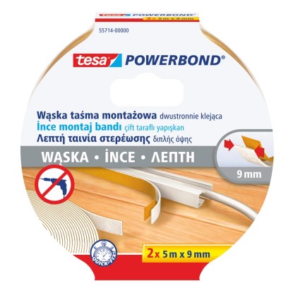 Tesa Taśma montażowa Powerbond do LED wąska 2 x 5 m x 9 mm