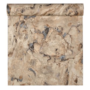 Tapeta dekoracyjna imitująca kamień, beżowo-brązowa z ciemnymi akcentami.