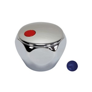 Uchwyt zamienny do kranu, chromowany z czerwonym i niebieskim punktem.