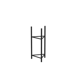 Czarny metalowy stojak na kwiaty t.b.t. do użytku wewnętrznego.