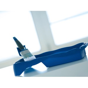 Niebieska kuweta malarska LUX (20x20 cm) z pędzlem, idealna do malowania i wycierania farby.