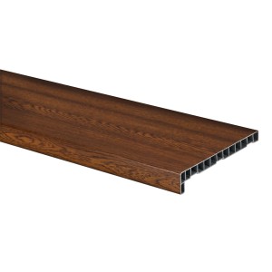 Brązowy parapet t.b.t. z efektem drewna, widok szczegółowy.