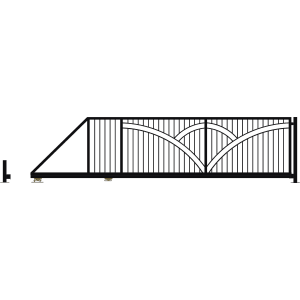 Czarny metalowy panel ogrodzeniowy z dekoracyjnymi łukami do ogrodu.