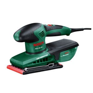 Zielona szlifierka Bosch PSS 200 AC do wykańczania powierzchni.