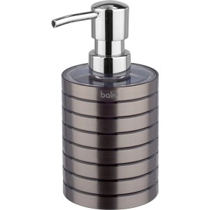 t.b.t. Metalowy dozownik mydła w kolorze szarym, część zestawu akcesoriów łazienkowych.