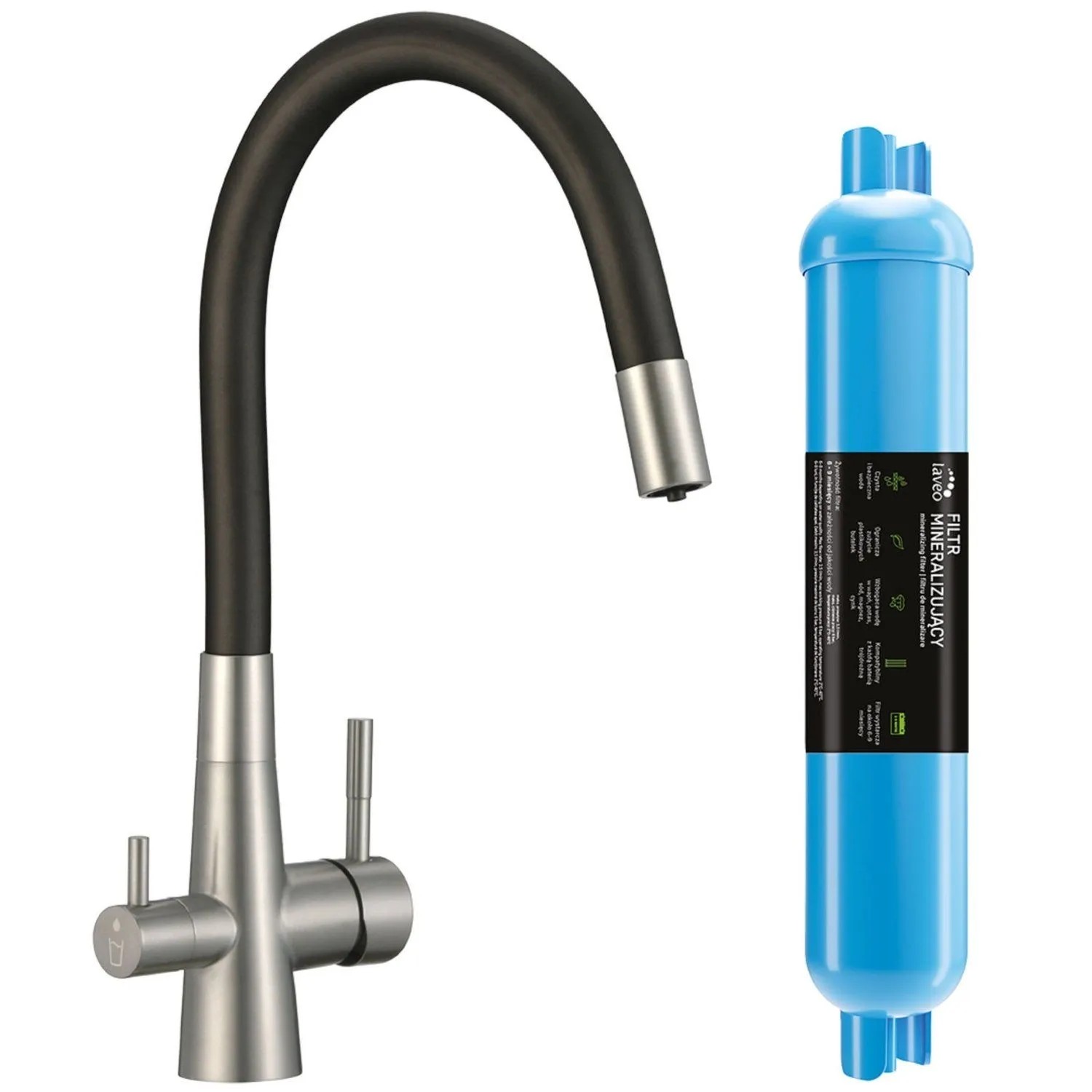 Laveo Bateria kuchenna filtrująca Riveco inox/czar filtr mineralizujący