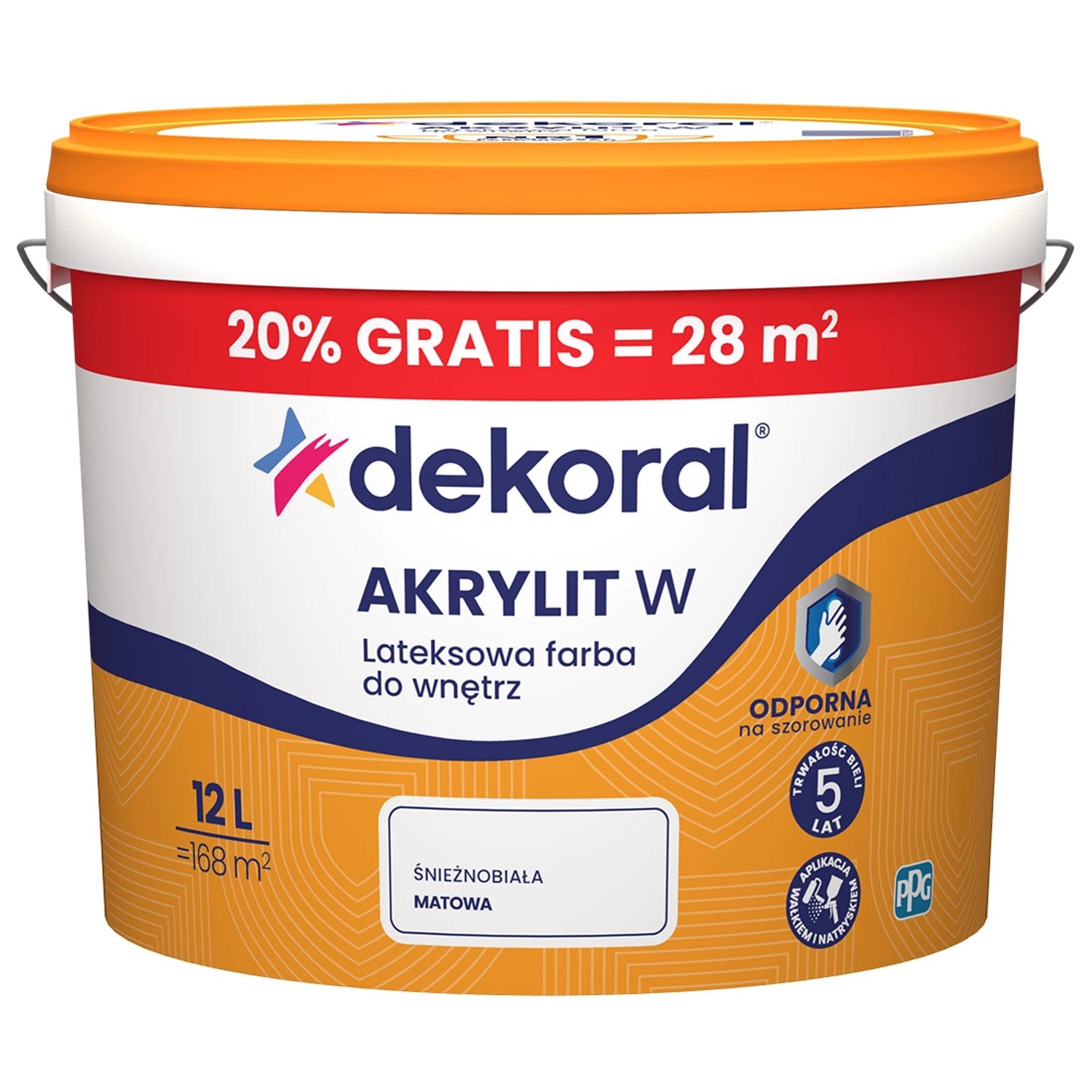 Farba Dekoral Akrylit W biała 10 l + 20% gratis