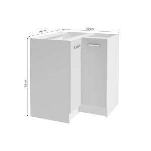 Szafka narożna dolna kuchenna, biała, 90x90 cm, element zestawu mebli kuchennych.