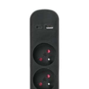 DPM Listwa ochronna z wyłącznikiem 5-gniazdowa 2P+Z + 2xUSB biała 1,5 m