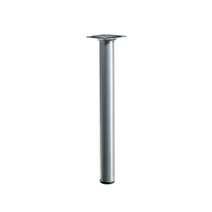 Noga do stołu Hettich, Ø 30 mm, wys. 300 mm, wygląd aluminium. Stabilna noga meblowa z płytką montażową.